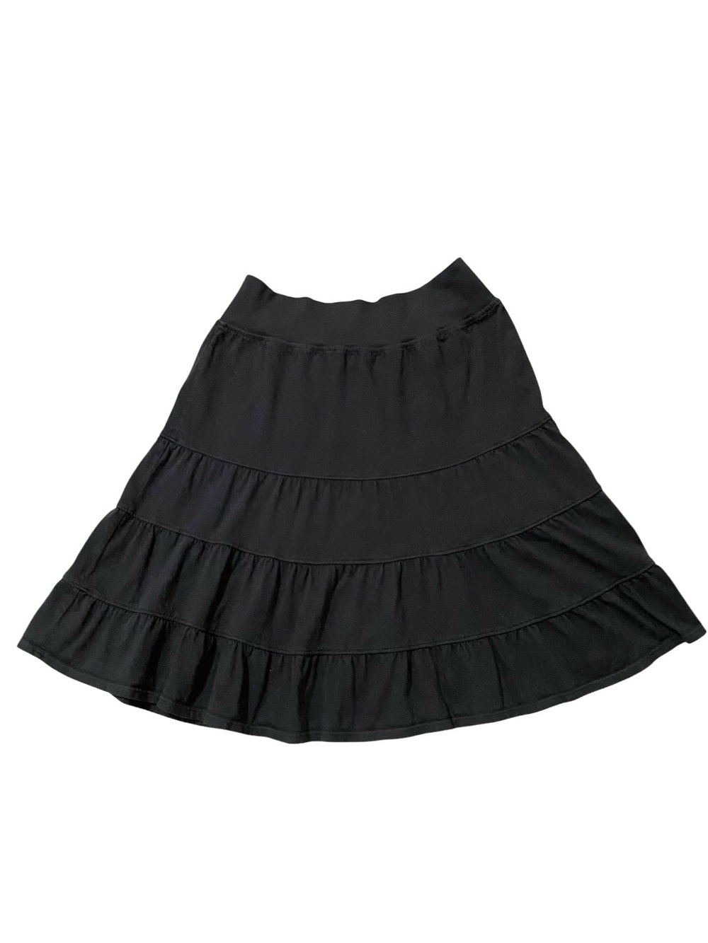 Fresh Produce Cotton Tiered Ruffle Skirt S Black Pull On Boho Beach Coastal - Picture 7 of 9